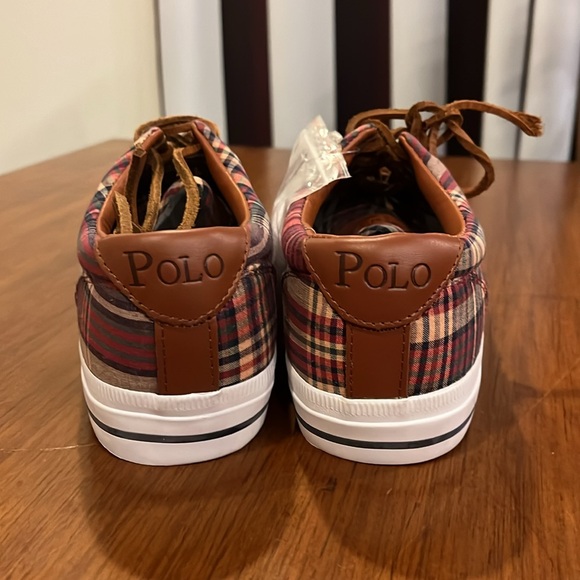 Polo Ralph Lauren Vaughn Boat Deck Shoes Sneakers new wine plaid Men’s Size 9 - Picture 7 of 13